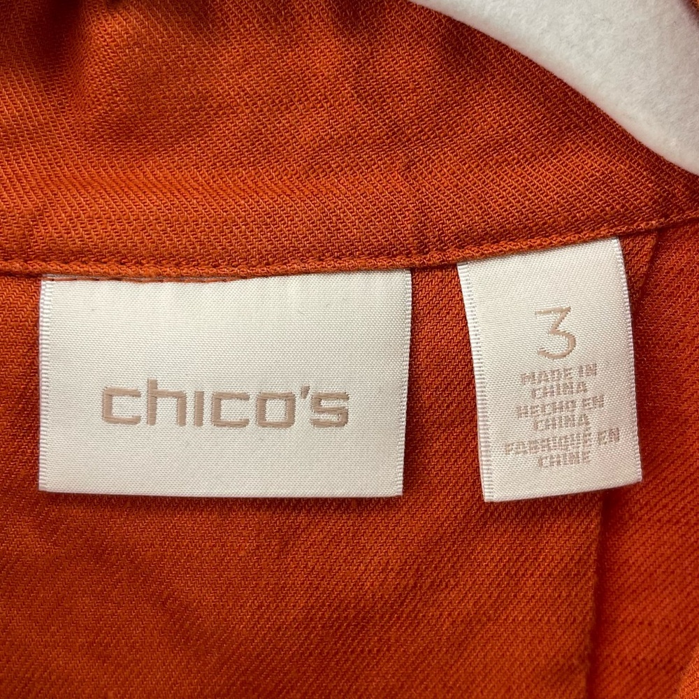 Chico's Linen Blend Button Front Shacket, Burnt Orange, Women's XL (3) - Picture 5 of 6